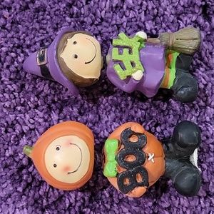 Halloween Pumpkin Boo Boy and Witch Eek Girl Bobblehead Bundle